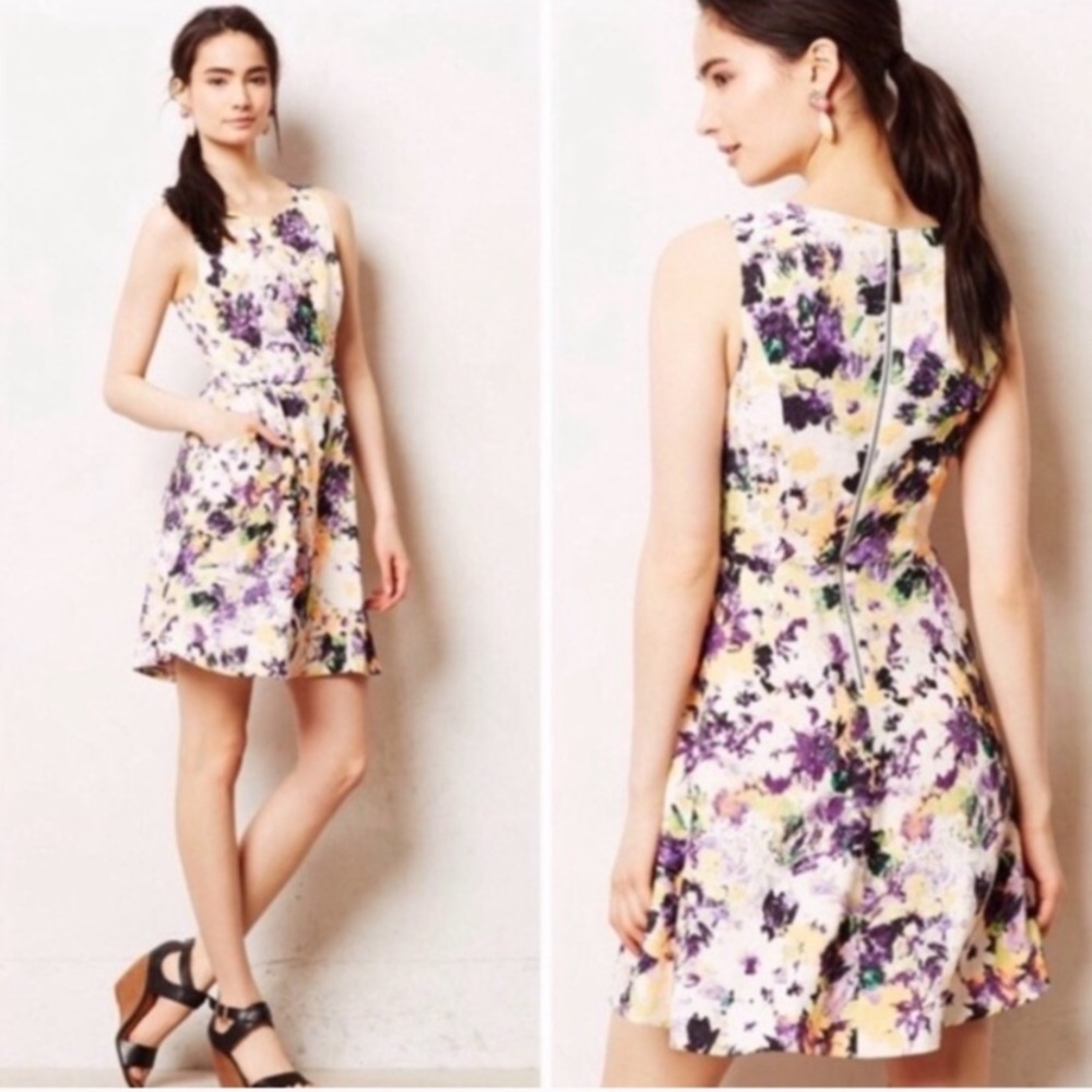 Anthropologie Maeve Floral Dress Neon